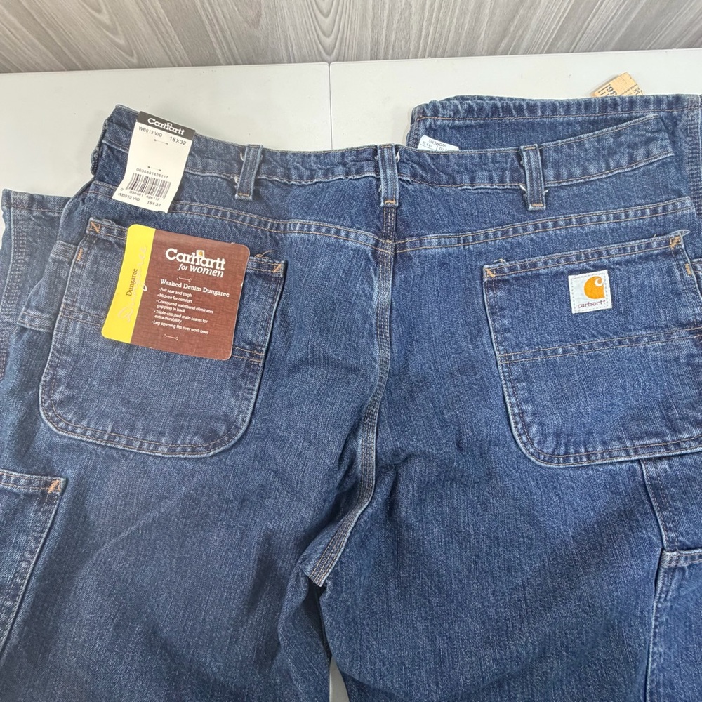 Carhartt Blue Jeans Dark Wash Dungaree Carpenter Denim Women’s 18X32 Outdoor